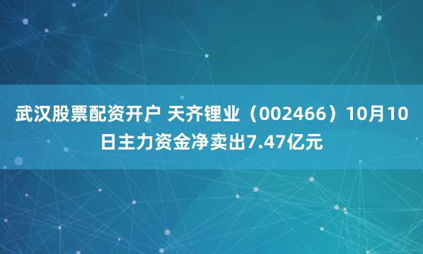 武汉股票配资开户 天齐锂业（002466）10月10日主力资金净卖出7.47亿元